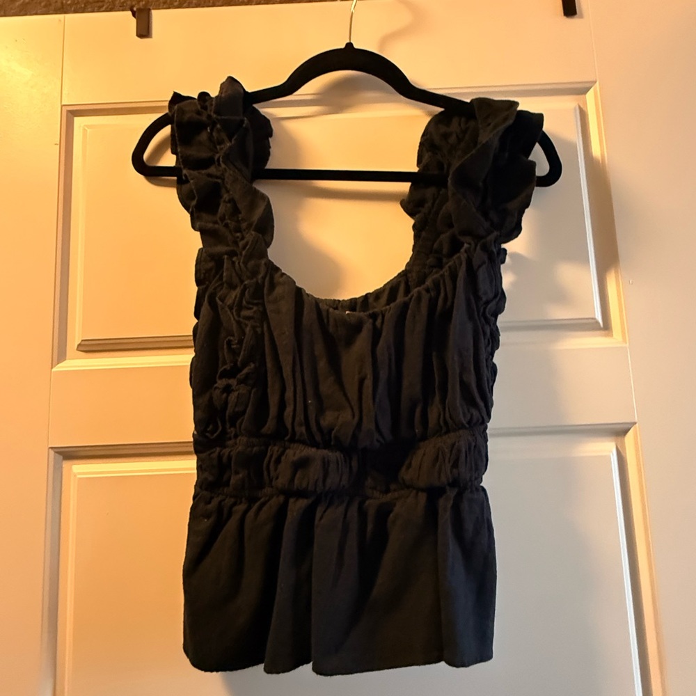 Abercrombie & Fitch Black Ruffled Blouse